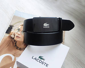 Чоловічий шкіряний ремінь Lacoste пряжка автомат