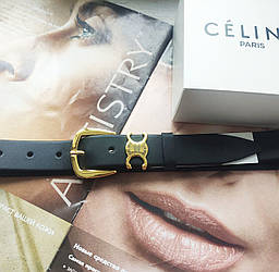 Жіночий шкіряний ремінь CELINE, пряжка золото