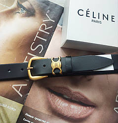 Жіночий шкіряний ремінь CELINE, пряжка матове золото