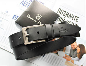 Шкіряний ремінь Massimo чорний +в подарунок коробка