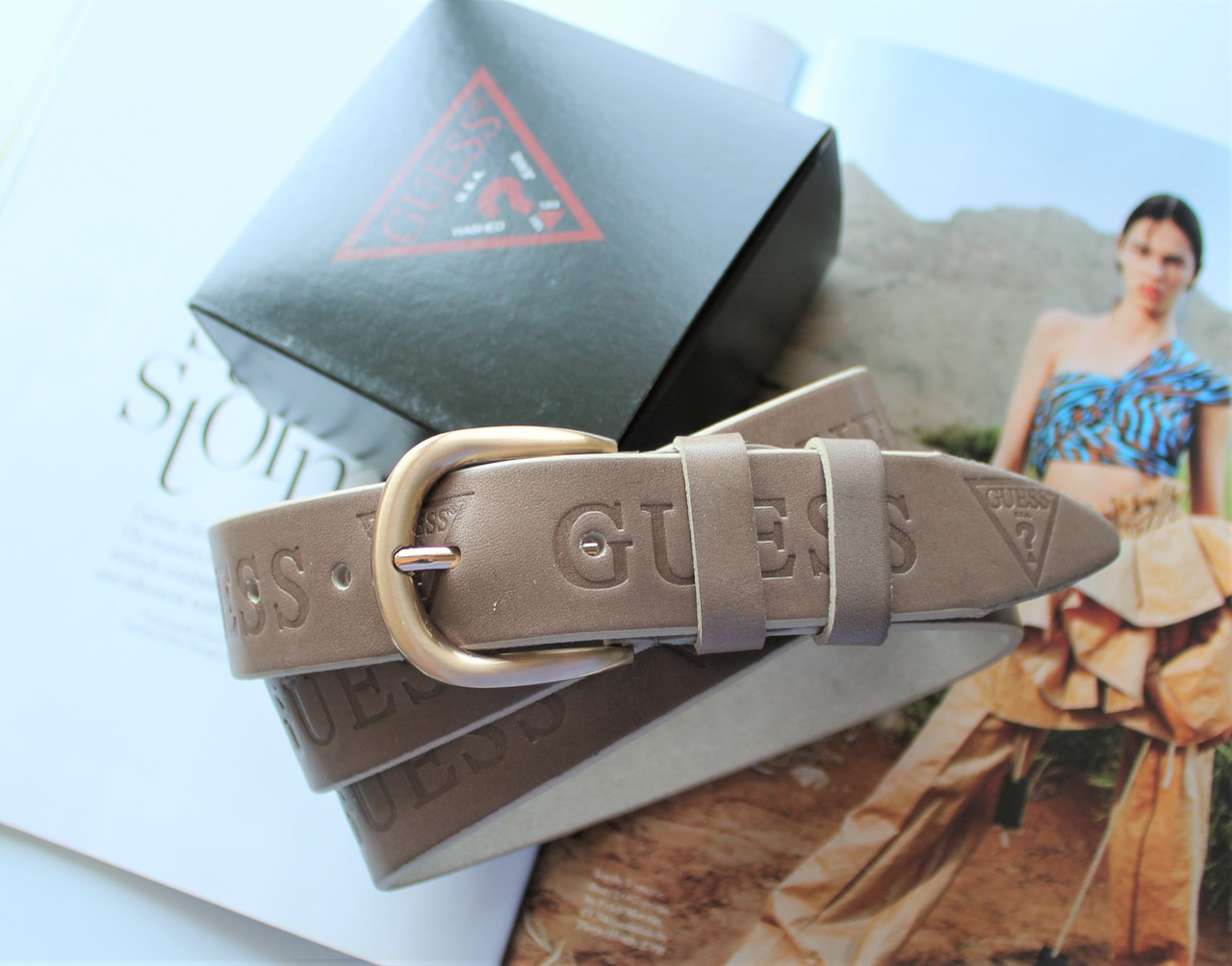 Жіночий шкіряний ремінь Guess, фото 1