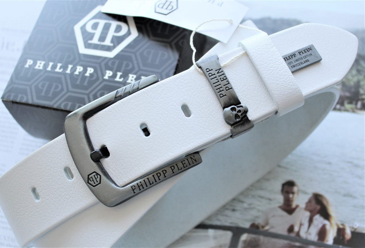 Ремінь Philipp Plein для джинсів білого кольору, фото 1