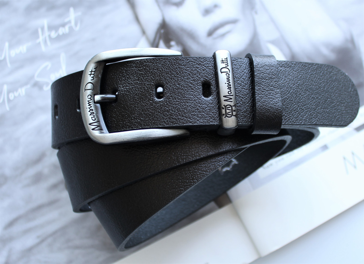 Шкіряний ремінь Massimo чорний унісекс, фото 1