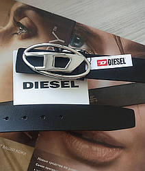 Модний шкіряний ремінь Diesel чорний