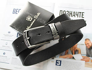 Шкіряний ремінь Massimo пряжка срібло хром + коробка в подарунок