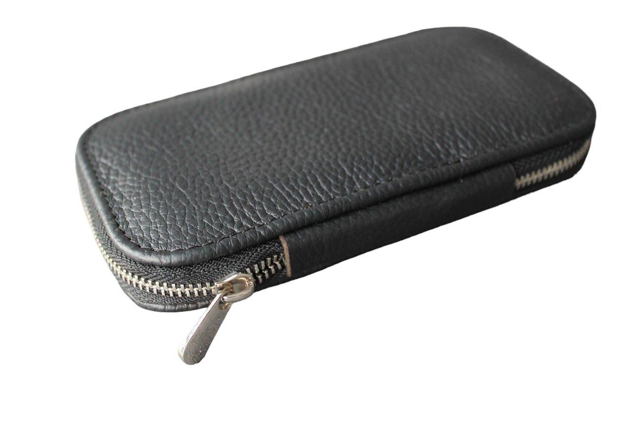 Компактний шкіряний чохол для манікюрних інструментів LeathART чорний, фото 1