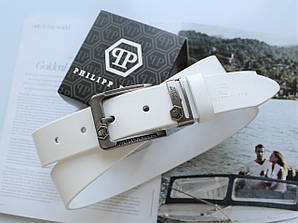 Чоловічий ремінь Philipp Plein білого кольору