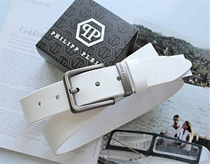 Чоловічий ремінь Philipp Plein білого кольору