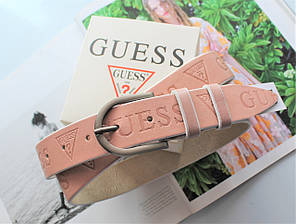 Жіночий шкіряний ремінь Guess бежевий