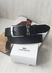 Чоловічий шкіряний ремінь Lacoste + коробка в подарунок!