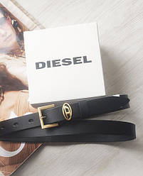 Модний вузький шкіряний ремінь Diesel пряжка бронза