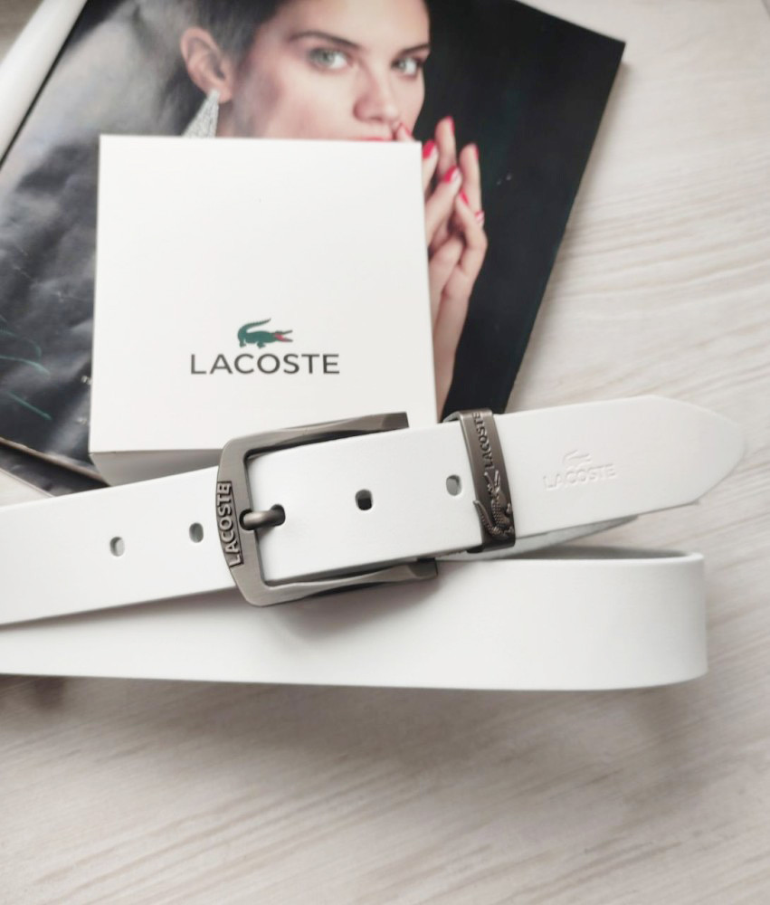 Чоловічий шкіряний ремінь Lacoste в коробці, фото 1