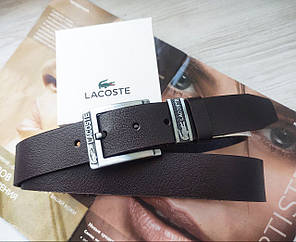 Чоловічий шкіряний ремінь Lacoste темно-коричневий