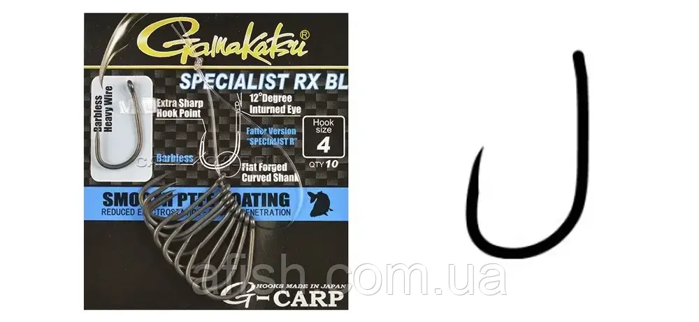 Коропові гачки Gamakatsu G-carp specialist RX BL №4 10шт