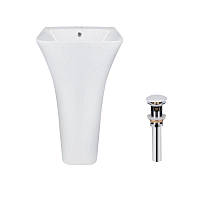 Раковина підлогова моноблок Qtap Crow 450x435x835 мм White + Донний клапан PU02O