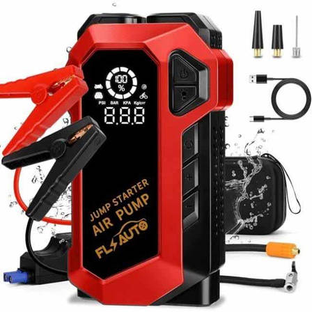Пусковий пристрій для автомобіля з компресором JUMP STARTER 2000 mAh, фото 1