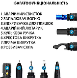 Ручка мультитул зі свистком і ліхтариком багатофункціональна Solve 8 в 1 Gray KT6000008, фото 5