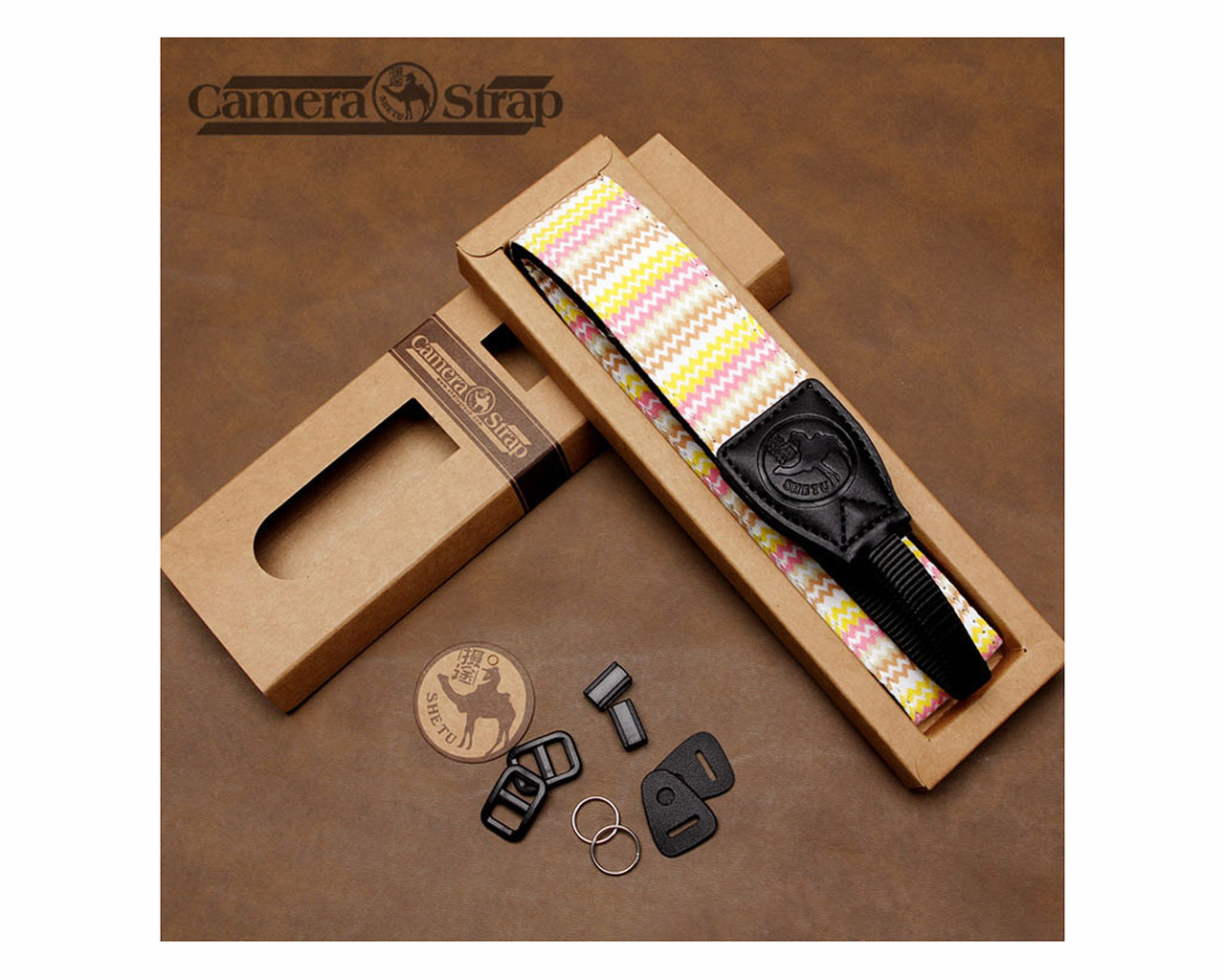 Універсальний ремінь для фотоапарата фотокамери з вишивкою CAMERA STRAP вінтажний тканинний