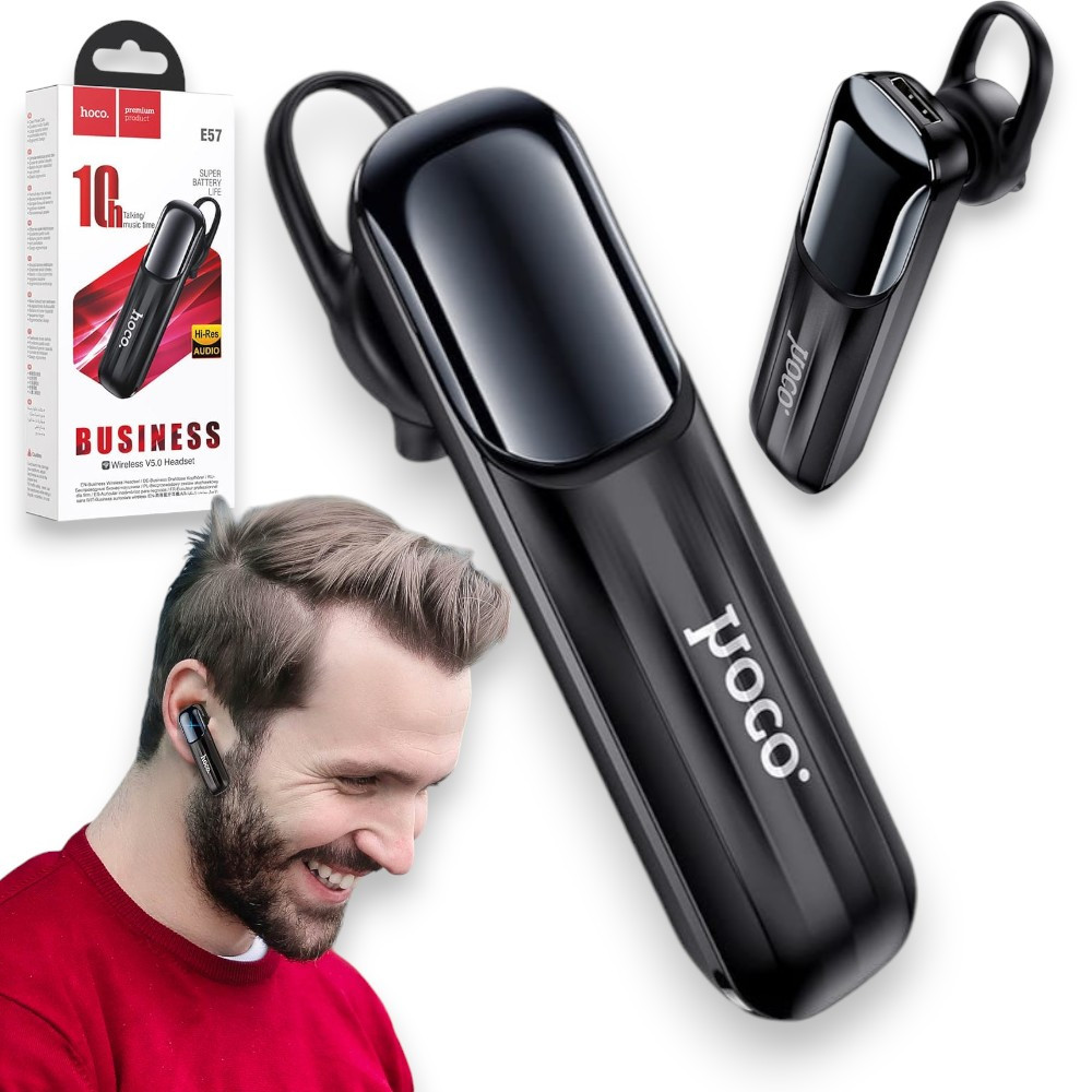 Бездротова гарнітура Bluetooth Hoco E57 з мікрофоном, чорний