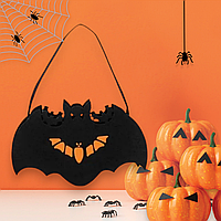 Сумка з фетру Кажан для цукерок на Хелловін 17х9см чорний
