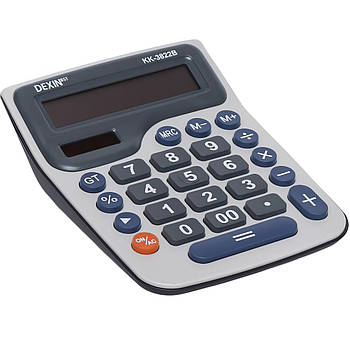 Настільний калькулятор із сонячною панеллю для роботи бухгалтерам та касирам KK-3822B Сірий в упаковці 2 шт