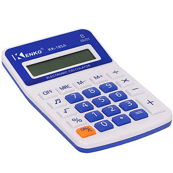 Настільний калькулятор для роботи бухгалтерам та касирам KK-185A-NEW Біло-Синій в упаковці 2 шт
