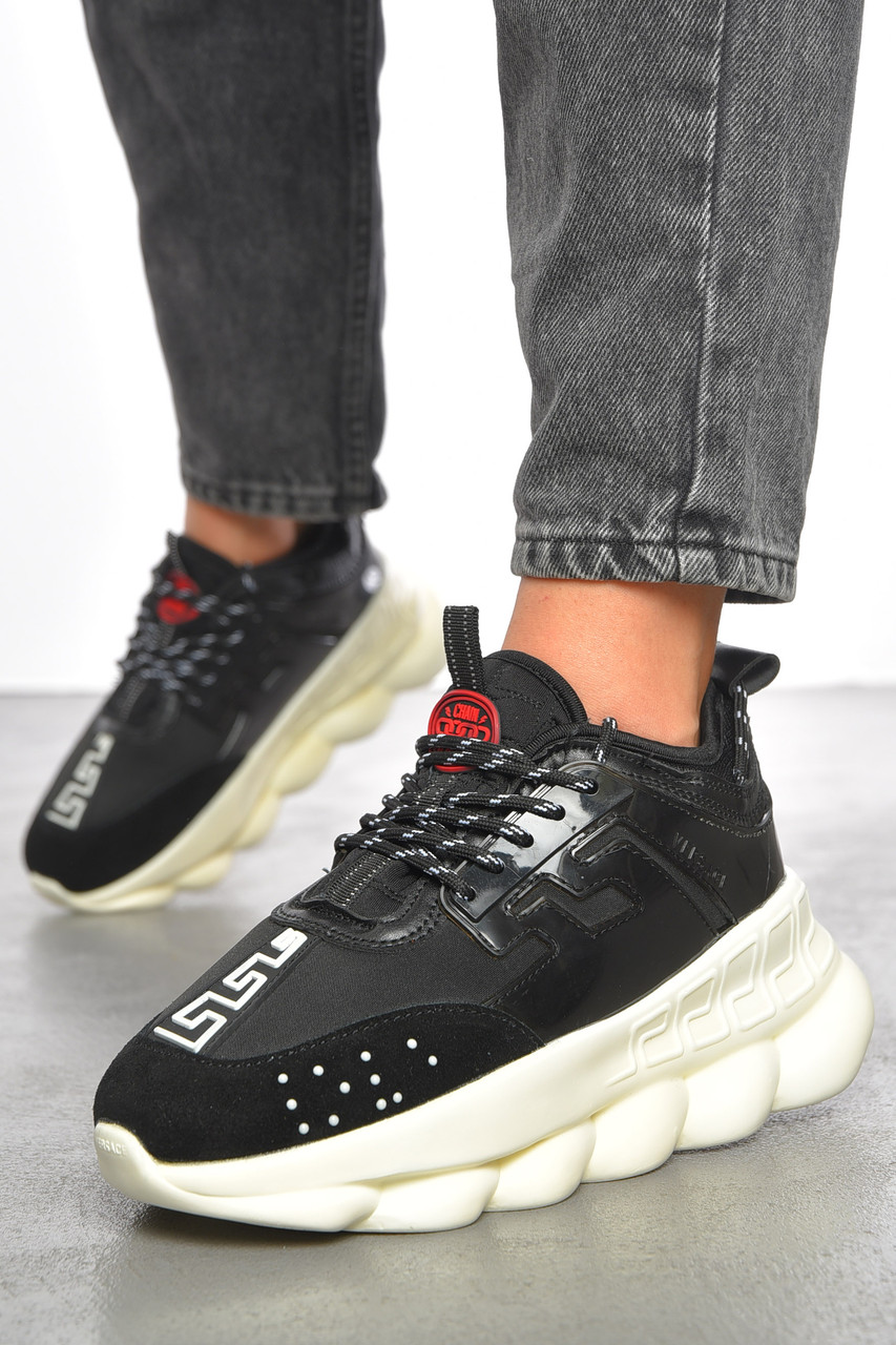 Кросівки жіночі чорного кольору на шнурівці 191269T Безкоштовна доставка, фото 1