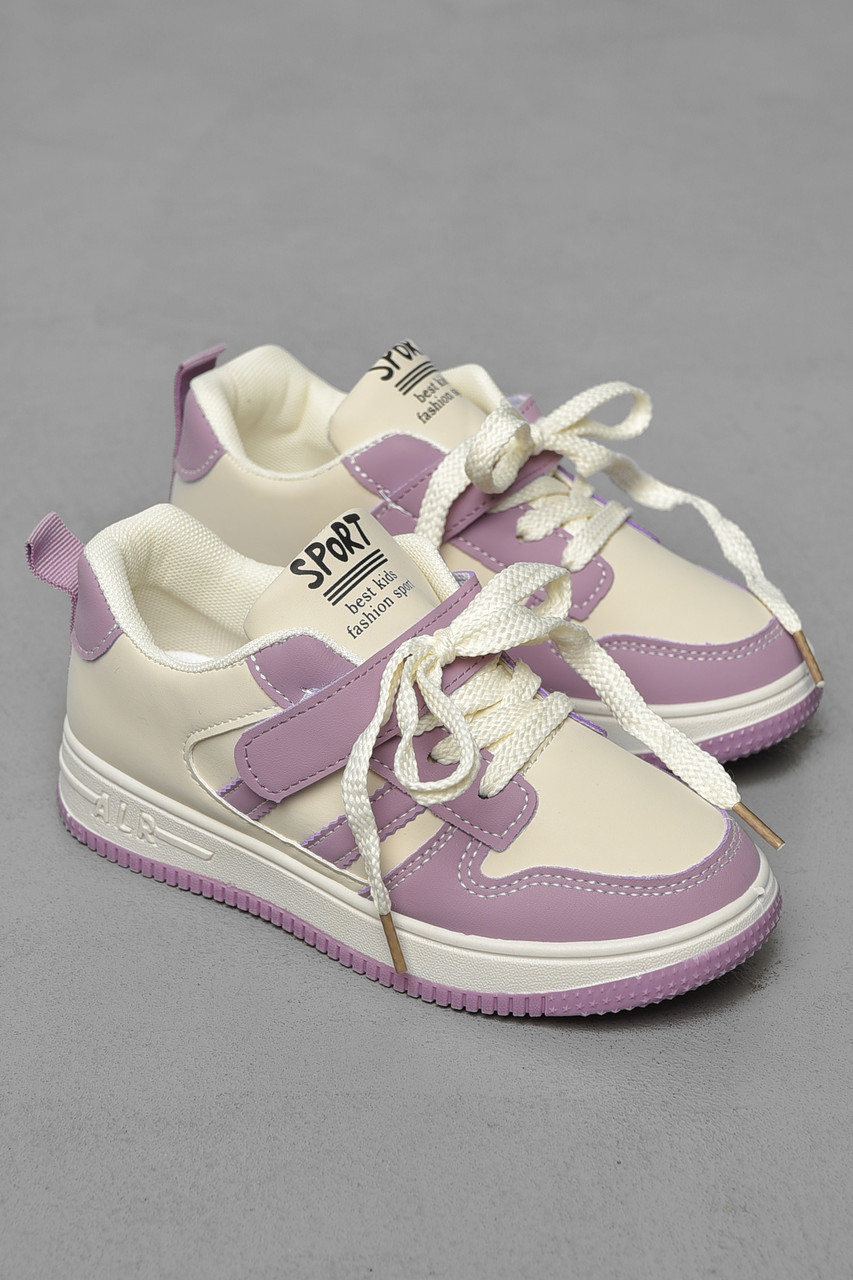 Кросівки дитячі бузкового кольору на шнурівці 190142T Безкоштовна доставка, фото 1