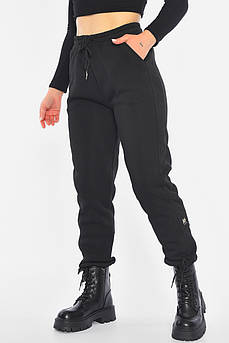 Спортивні штани жіночі на флісі чорного кольору 190442M