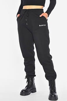 Спортивні штани жіночі на флісі чорного кольору 190456M