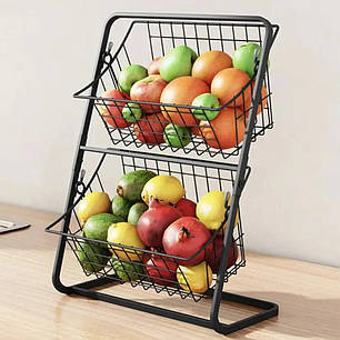 Органайзер для кухні 39х18х28 см, Storage Rack, Чорний/Поличка на кухню/ Дворівнева полиця для кухні, фото 1