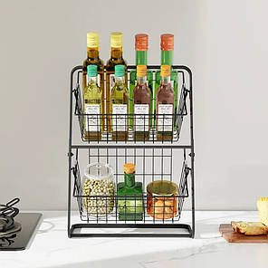 Органайзер для кухні 39х18х28 см, Storage Rack, Чорний/Поличка на кухню/ Дворівнева полиця для кухні, фото 3