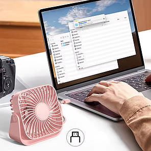 USB вентилятор настільний 5Вт (3 режими) Topk, Рожевий, фото 3