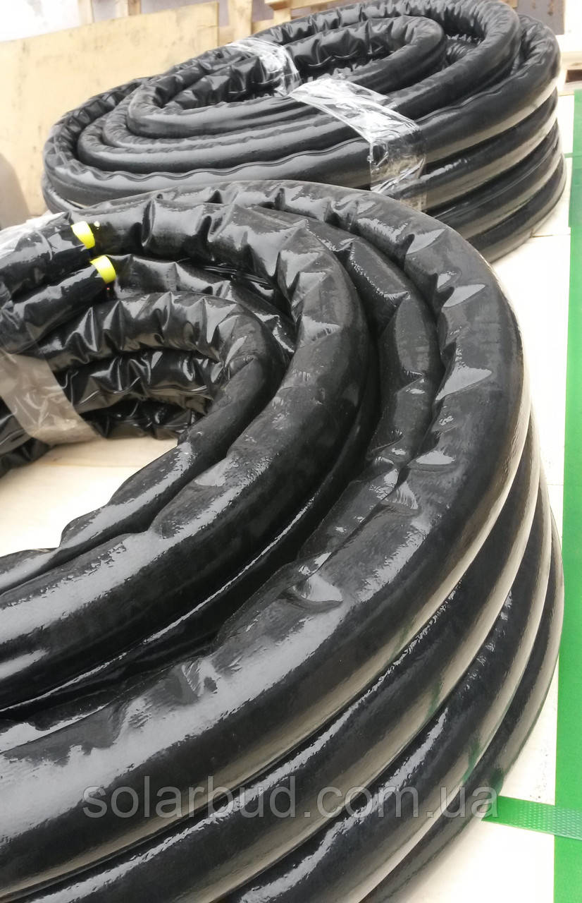 Трубопровід Eco-Flex Solar DN20, бухта 10м, подвійний, чорний колір, сталь 316L, силіконовий кабель., фото 1