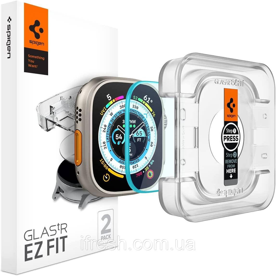 Захисне скло Spigen для Apple Watch Ultra 2/1 (49mm) EZ FiT GLAS.tR (2шт), (AGL05556)