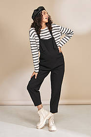 Бавовняний комбінезон для вагітних на бретелях чорного кольору L