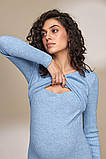 Блакитний джемпер для вагітних та годуючих з теплого трикотажу S, фото 3