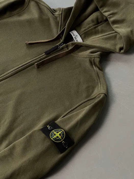 Кофта Stone Island Crewneck чоловіча осіння весняна худі на блискавці стон айленд хакі