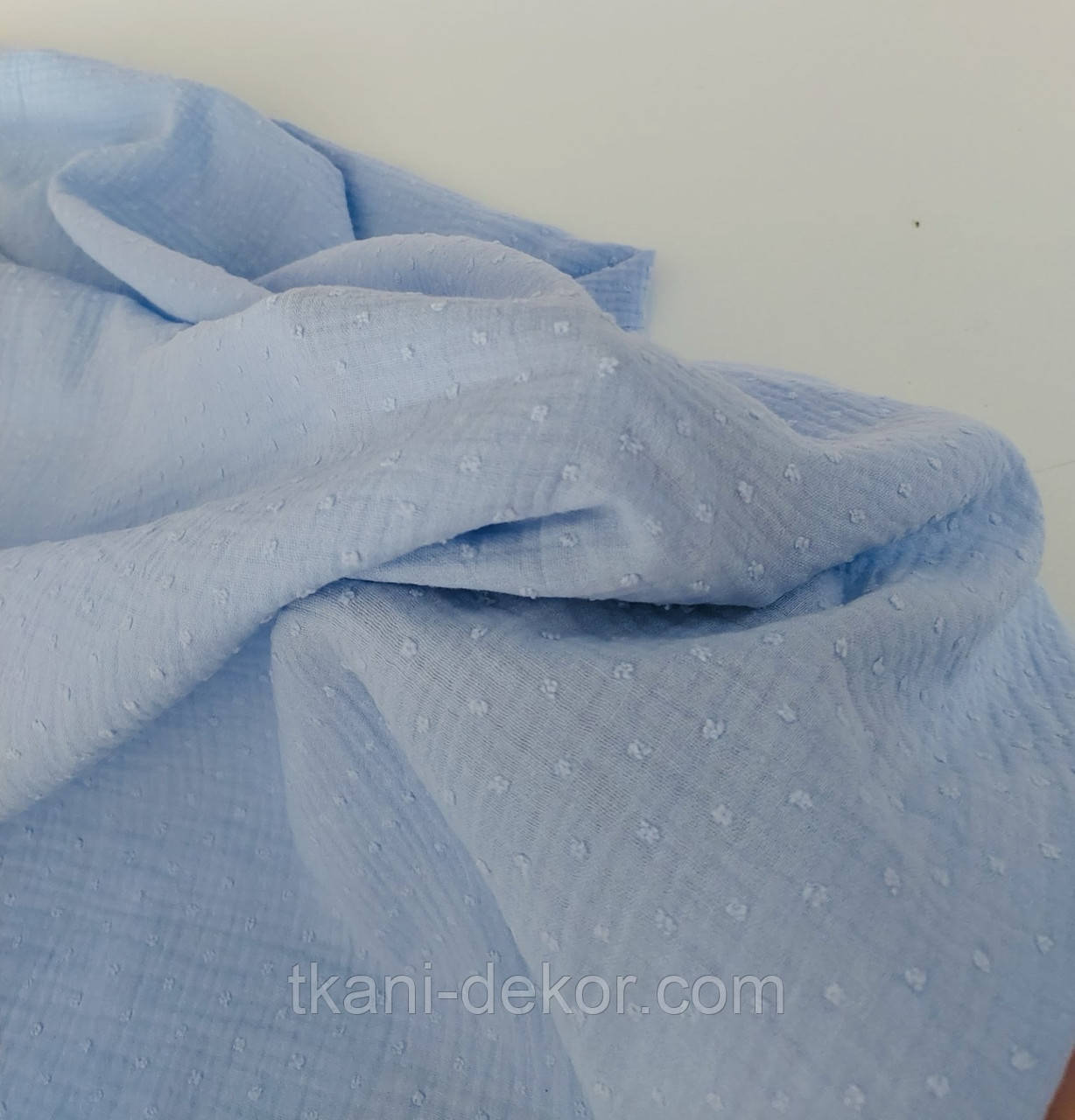 Муслін-мушка (жатка 1,35 м)блакитний джинс однотон (#29), фото 1