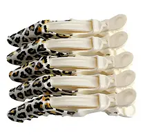 Затискач для волосся пластиковий крокодил, зебра/леопард, 1 шт