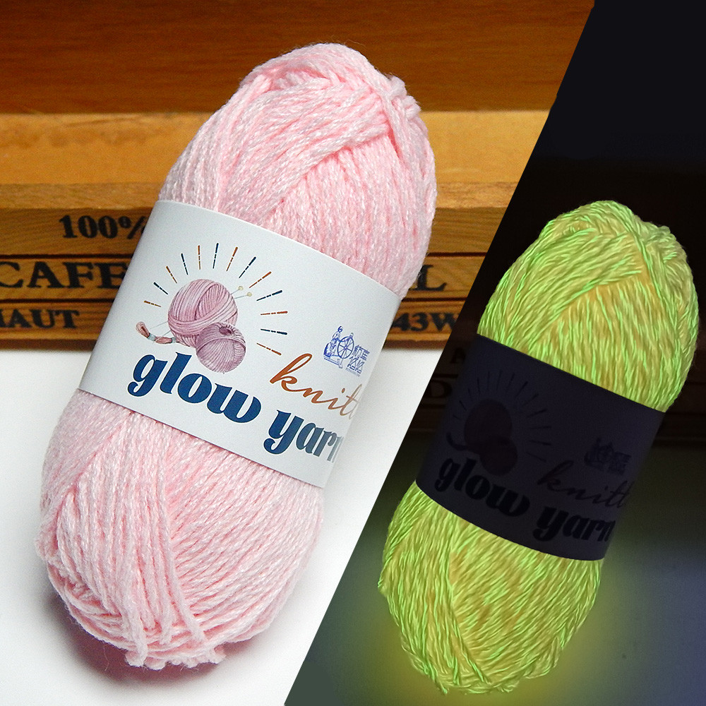 Пряжа флуоресцентна, що світиться у темряві GlowYarn 30 гр, 1,7 мм, рожевий