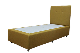 Ліжко BNB   'Ліда'. На колесиках, з узголів'ям, для готелю, мотелю, хостелу. Колір жовтий (Мальмо 41)