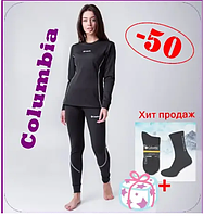 Термобілизна жіноча Columbia зимова термо білизна Коламбія чорна жіночий комплект термобілизни колумбія+ термошкарпетки