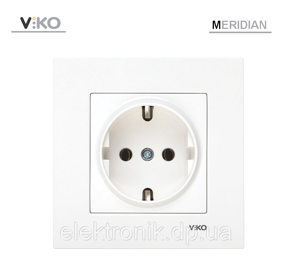 Розетка із заземленням біла ViKO Meridian