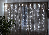 Гірлянда штора-водоспад світлодіодна завіса 3х2 м з перехідником холодний білий, фото 4