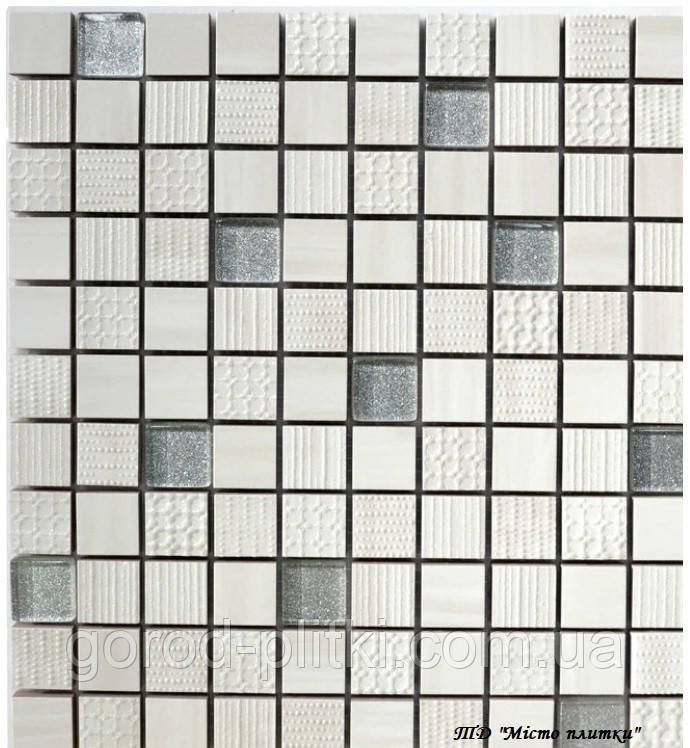 Мозаїка СМ 3043 С2 Cream-Silver - керамічна мозаїка 300*300, фото 1