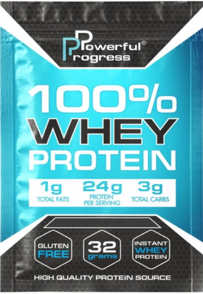 Концентрат сивороткового протеїну Powerful Progress 100% Whey Protein 32 g полуниця