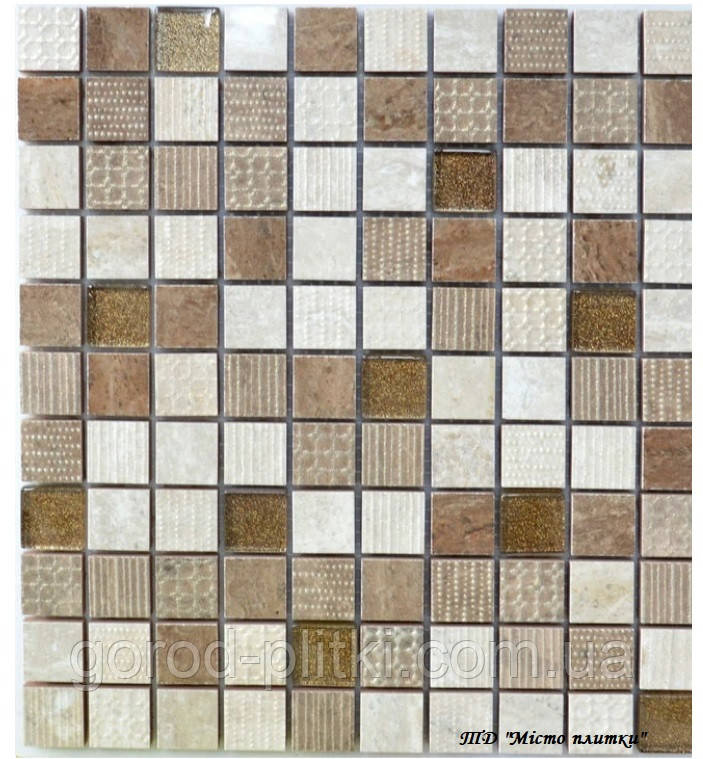 Мозаїка СМ 3044 С3 Beige-Brown-Brown Gold - керамічна мозаїка 300*300, фото 1