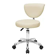Стілець зі спинкою для майстра косметолога, манікюру та для майстрів салону краси Бежевий мод 850 { H 39-53 см }