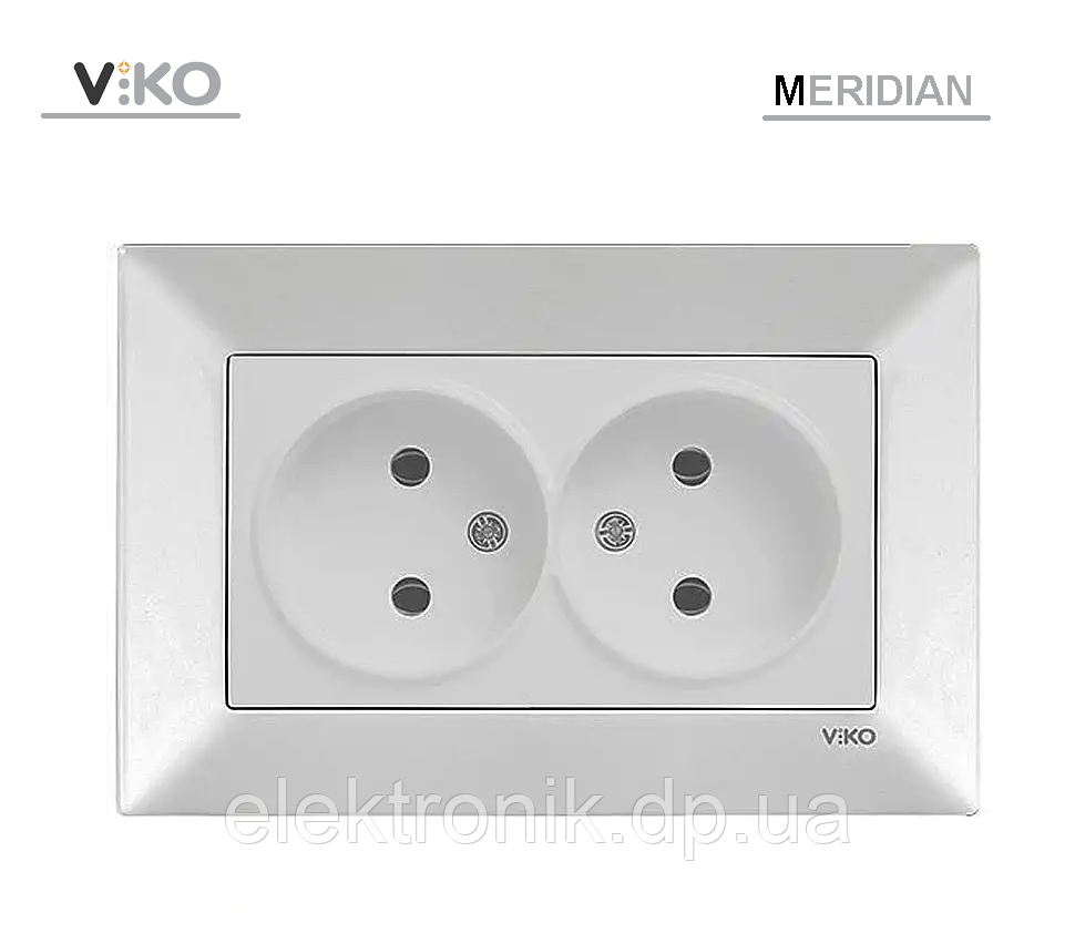 Розетка подвійна без заземлення біла ViKO Meridian